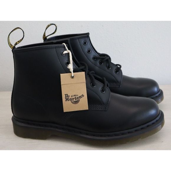 Dr. Martens Men 11 Women 12 Black 101 YS Smooth Leather Lace-Up Ankle Boots - Picture 5 of 12